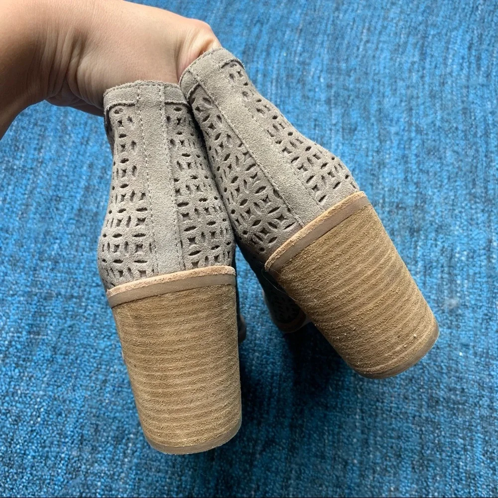 Jeffrey Campbell Medera Taupe Suede Leather Cutout Ankle Booties Women's 5.5